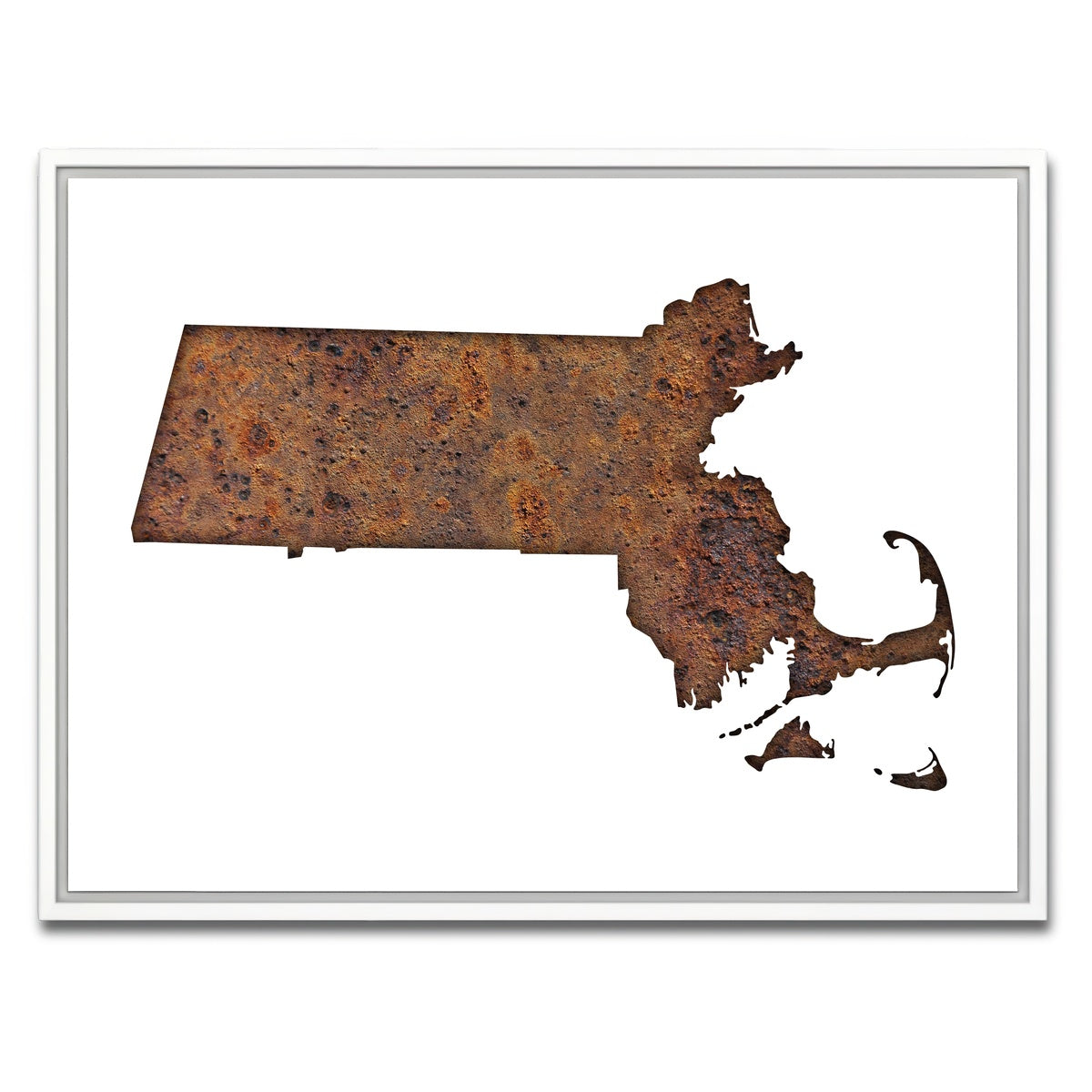 AUTO-MOCKUP WHITE | Map of Massachusetts | 1 Piece | White Framed Canvas | group=4x3