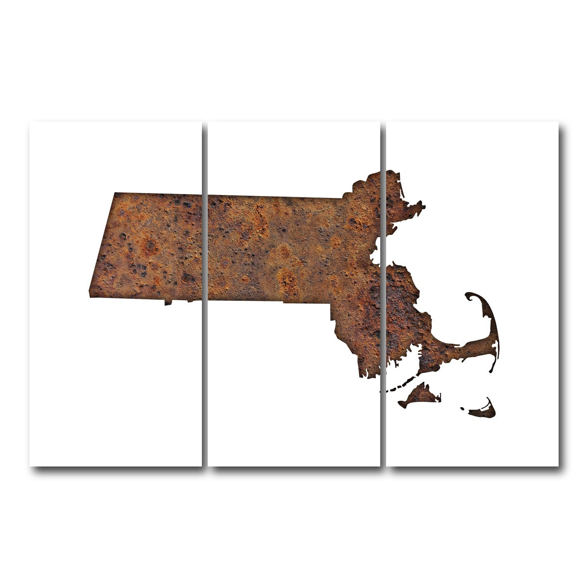 AUTO-MOCKUP WHITE | Map of Massachusetts | 3 Piece | Gallery Wrap Canvas | group=12x24
