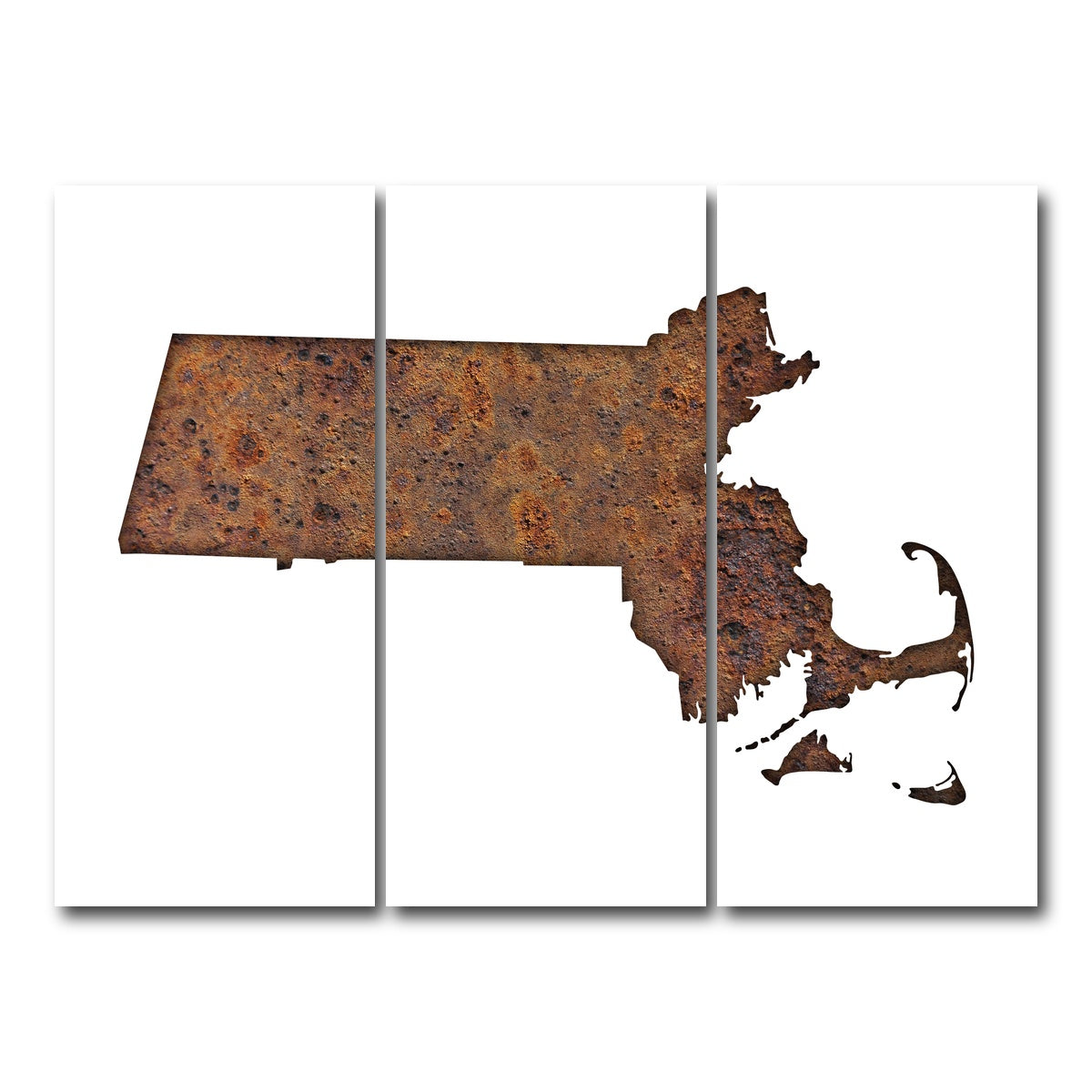 AUTO-MOCKUP WHITE | Map of Massachusetts | 3 Piece | Gallery Wrap Canvas | group=8x18