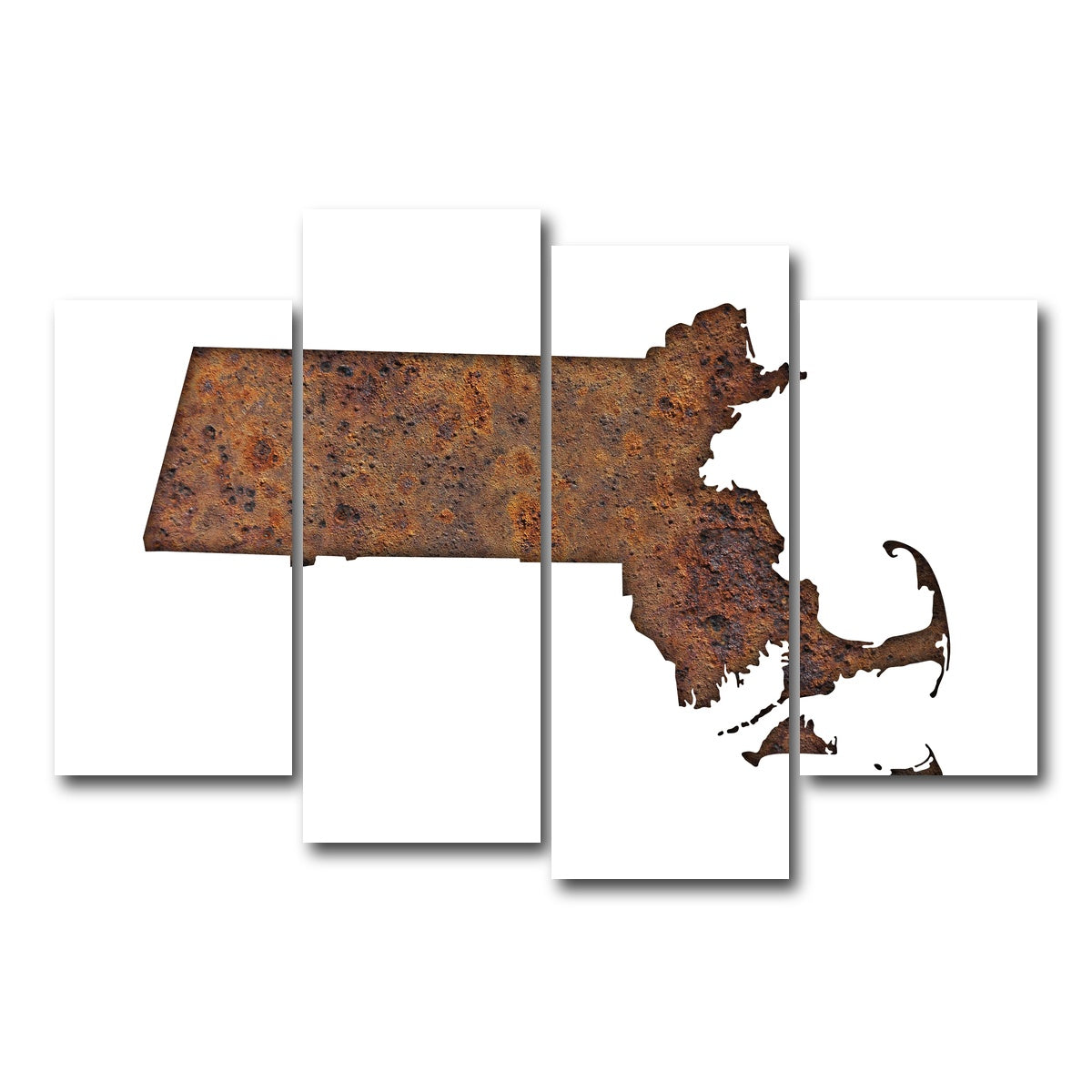 AUTO-MOCKUP WHITE | Map of Massachusetts | 4 Piece | Gallery Wrap Canvas | group=4_short