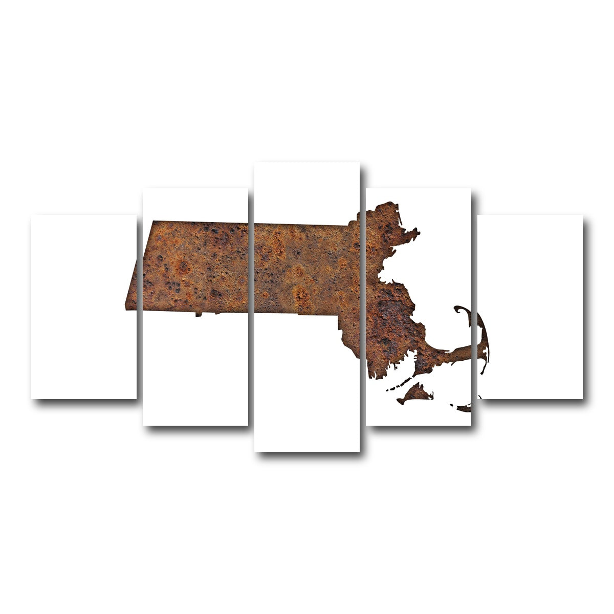 AUTO-MOCKUP WHITE | Map of Massachusetts | 5 Piece | Gallery Wrap Canvas | group=5_normal