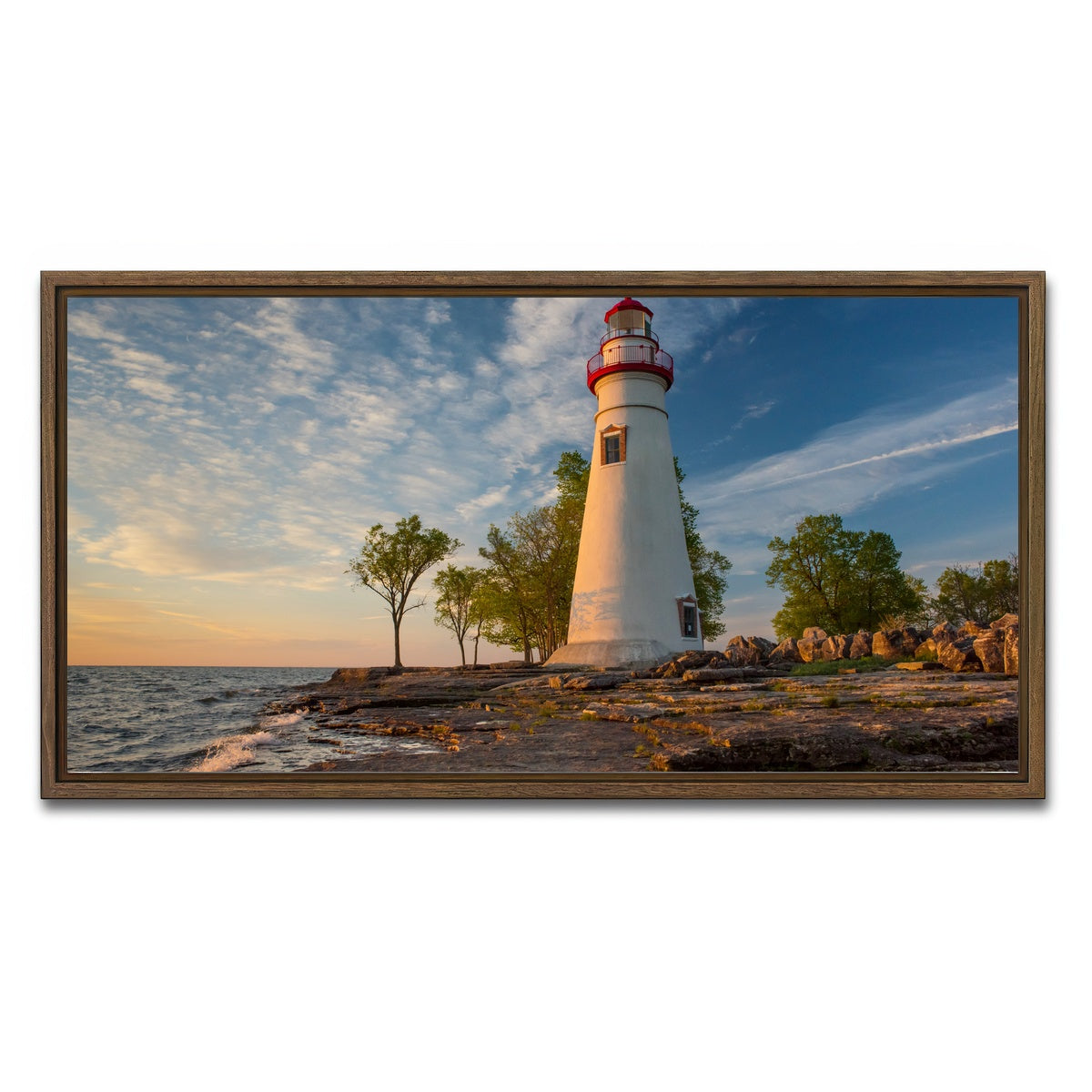AUTO-MOCKUP WHITE | Marblehead Lighthouse | 1 Piece | Walnut Framed Canvas | group=2x1