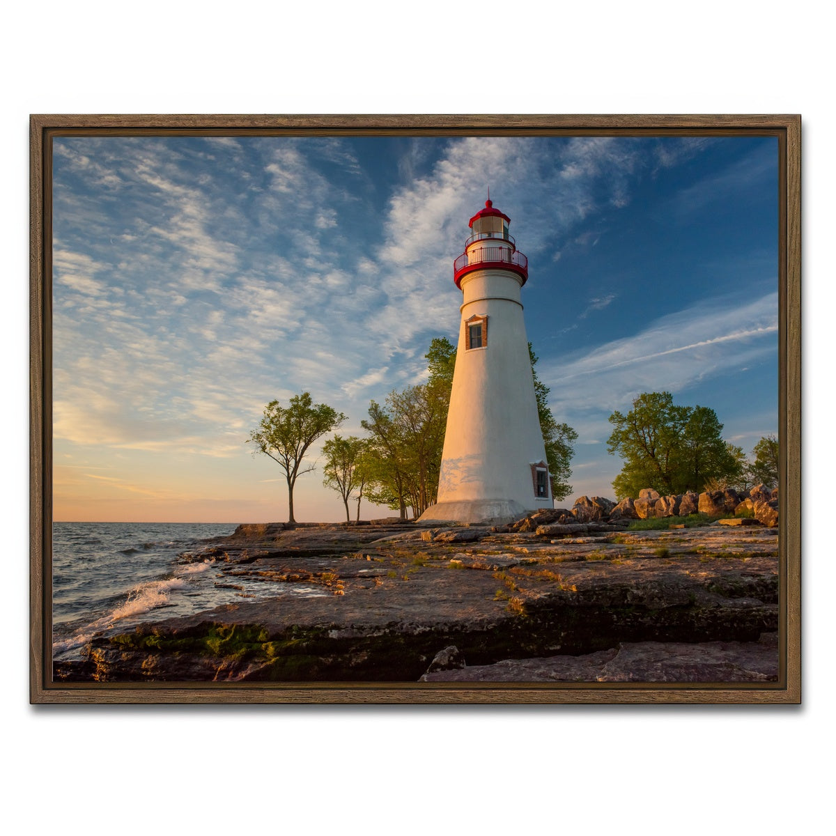 AUTO-MOCKUP WHITE | Marblehead Lighthouse | 1 Piece | Walnut Framed Canvas | group=4x3