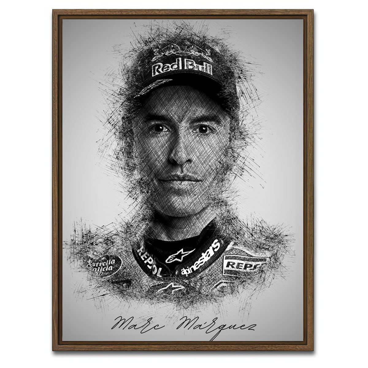 AUTO-MOCKUP WHITE | Marc Marquez | 1 Piece | Walnut Framed Canvas | group=3x4