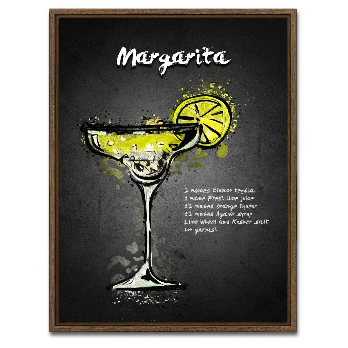 AUTO-MOCKUP WHITE | Margarita Recipe | 1 Piece | Walnut Framed Canvas | group=3x4