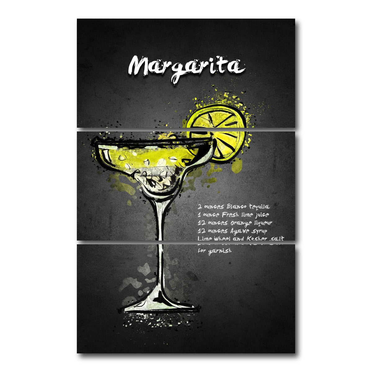 AUTO-MOCKUP WHITE | Margarita Recipe | 3 Piece | Gallery Wrap Canvas | group=12x24_stacked