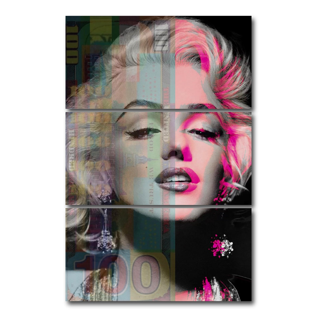 AUTO-MOCKUP WHITE | Marilyn 100 | 3 Piece | Gallery Wrap Canvas | group=12x24_stacked