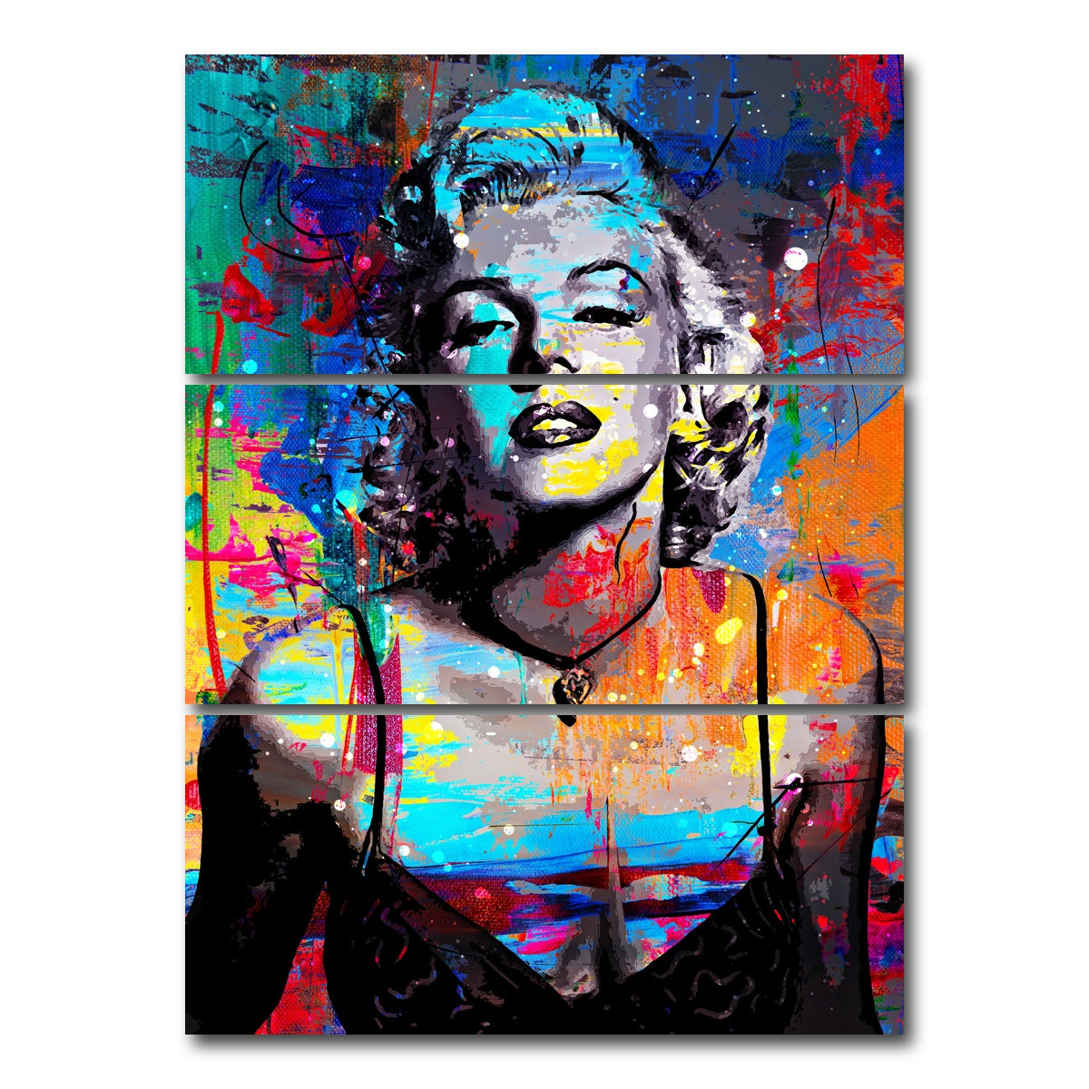 AUTO-MOCKUP WHITE | Marilyn Monroe Colors | 3 Piece | Gallery Wrap Canvas | group=8x18_stacked