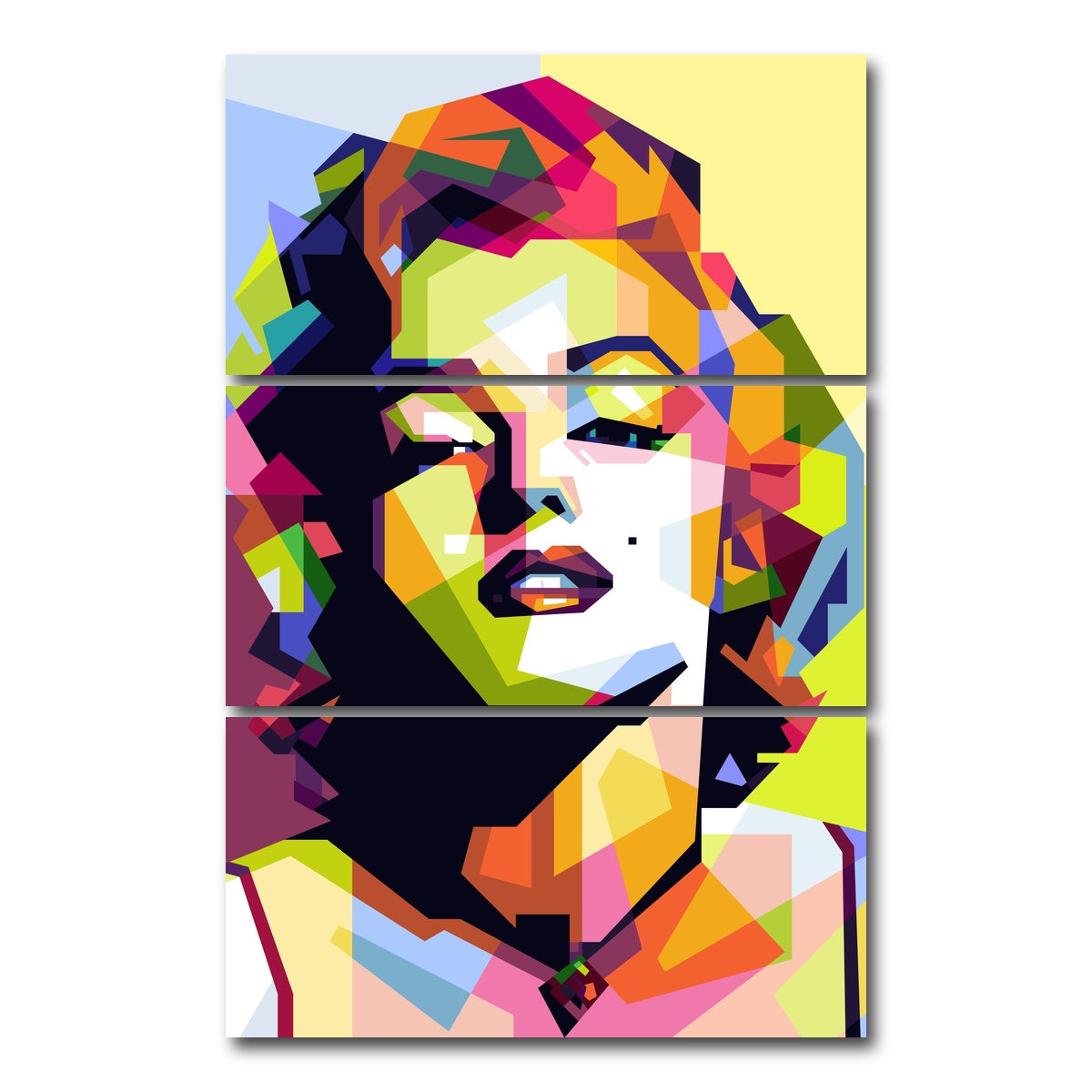 AUTO-MOCKUP WHITE | Marilyn Monroe Pop Art | 3 Piece | Gallery Wrap Canvas | group=12x24_stacked