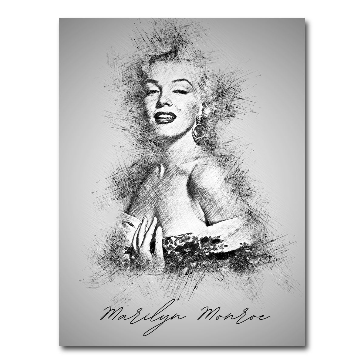 AUTO-MOCKUP WHITE | Marilyn Monroe Sketch | 1 Piece | Gallery Wrap Canvas | group=3x4