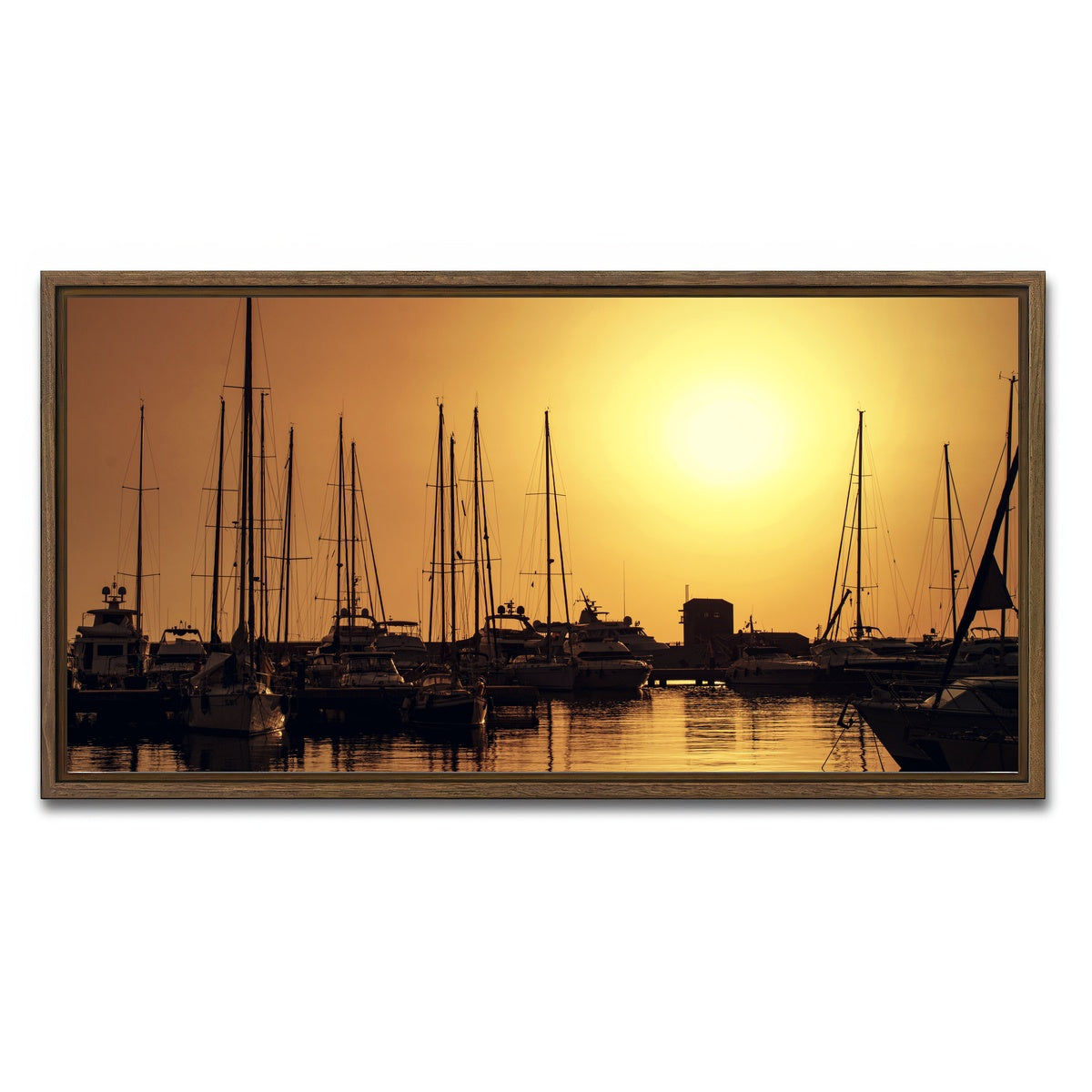 AUTO-MOCKUP WHITE | Marina di Pisa Sunset Tuscany Italy | 1 Piece | Walnut Framed Canvas | group=2x1
