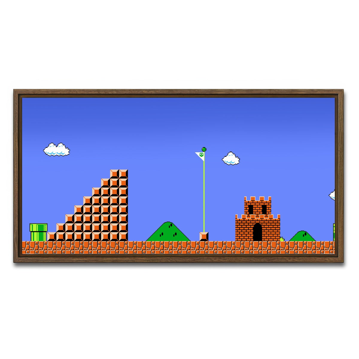 AUTO-MOCKUP WHITE | Mario Bros Finish Line | 1 Piece | Walnut Framed Canvas | group=2x1