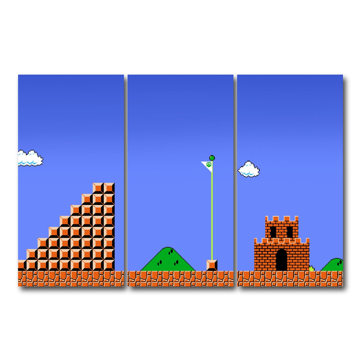 AUTO-MOCKUP WHITE | Mario Bros Finish Line | 3 Piece | Gallery Wrap Canvas | group=12x24