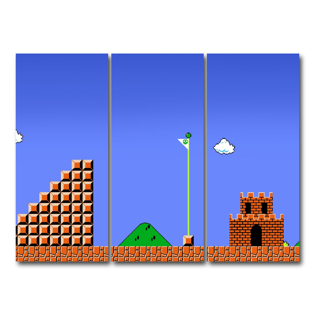 AUTO-MOCKUP WHITE | Mario Bros Finish Line | 3 Piece | Gallery Wrap Canvas | group=8x18
