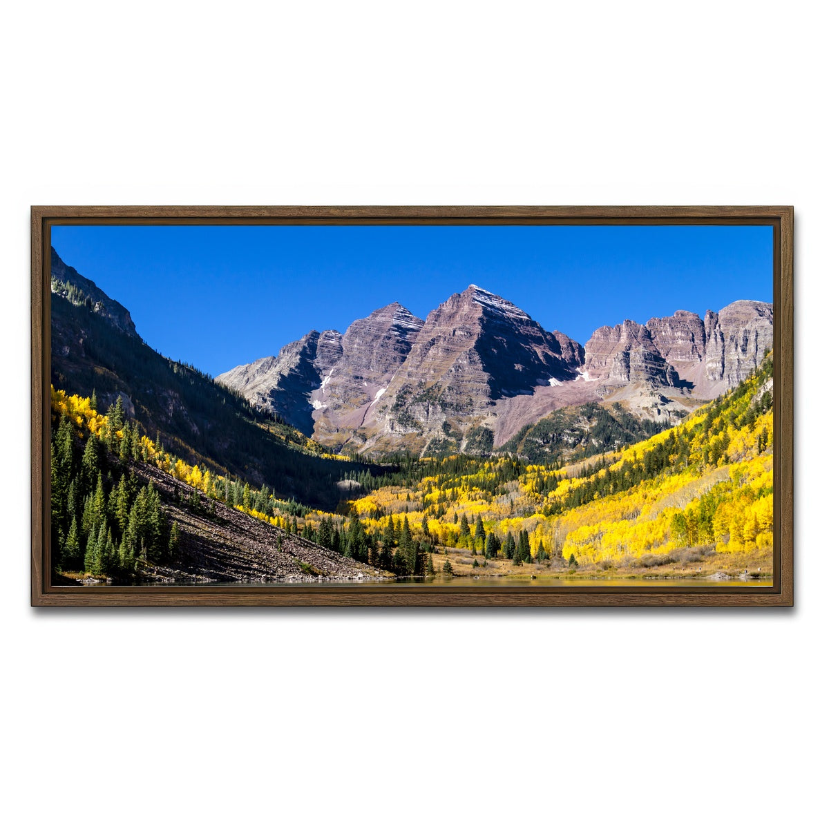 AUTO-MOCKUP WHITE | Maroon Bells Autumn | 1 Piece | Walnut Framed Canvas | group=2x1