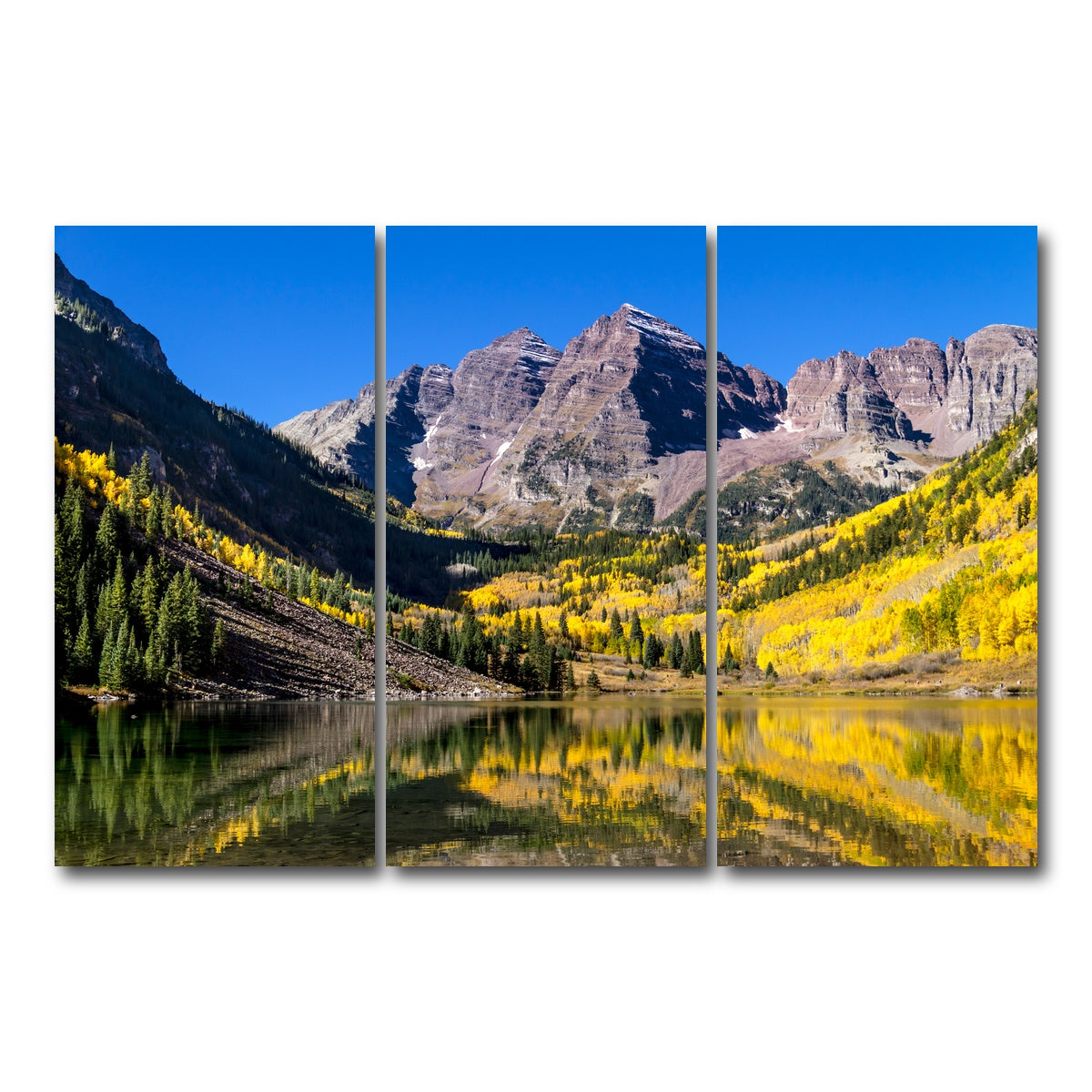 AUTO-MOCKUP WHITE | Maroon Bells Autumn | 3 Piece | Gallery Wrap Canvas | group=12x24
