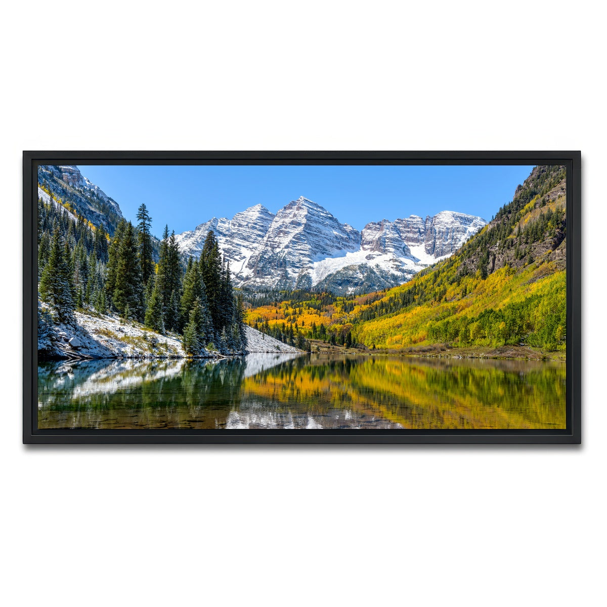 AUTO-MOCKUP WHITE | Maroon Bells Snow Coated | 1 Piece | Black Framed Canvas | group=2x1