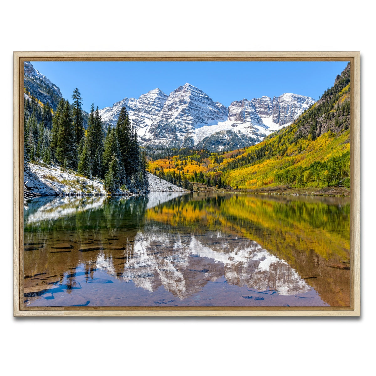 AUTO-MOCKUP WHITE | Maroon Bells Snow Coated | 1 Piece | Natural Framed Canvas | group=4x3