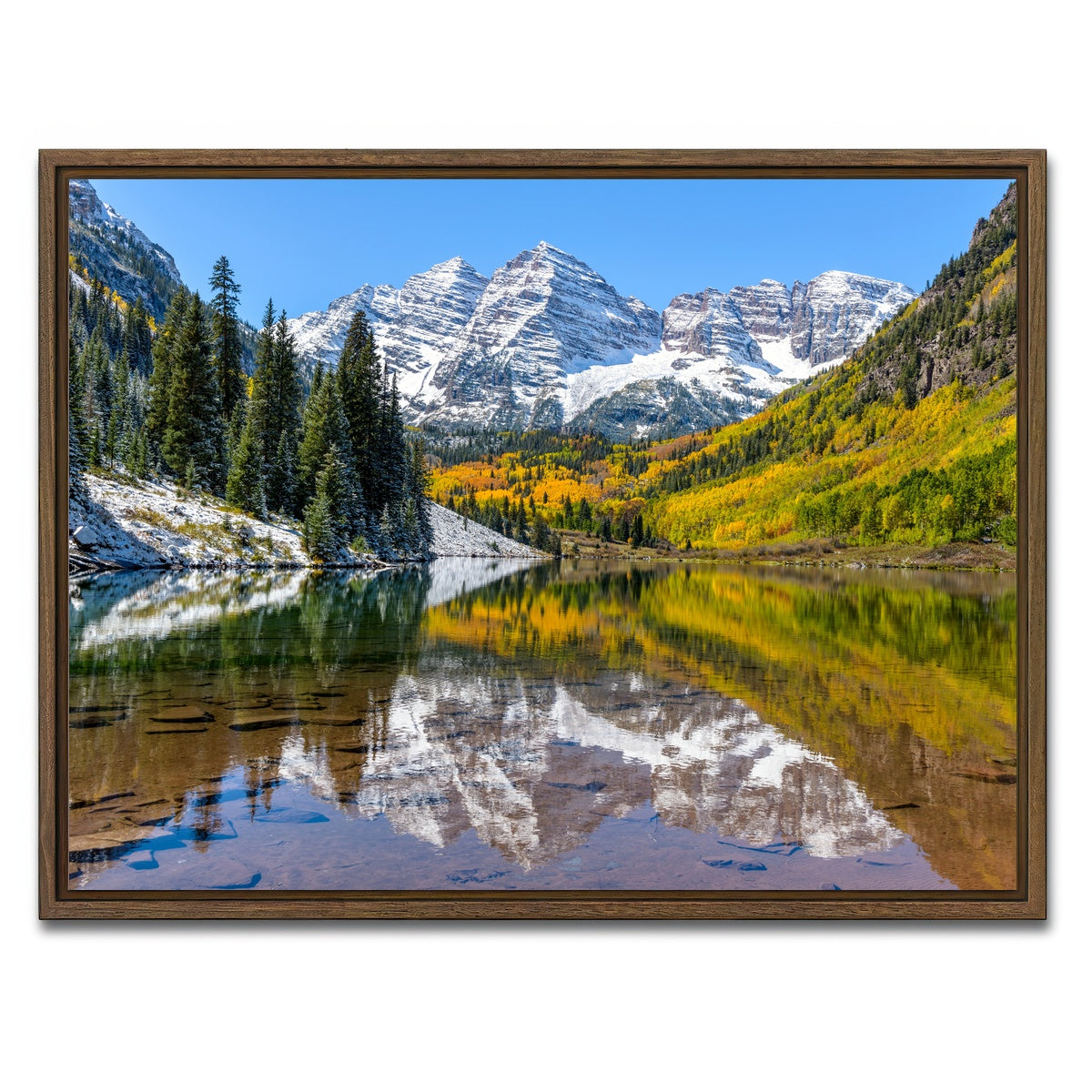 AUTO-MOCKUP WHITE | Maroon Bells Snow Coated | 1 Piece | Walnut Framed Canvas | group=4x3