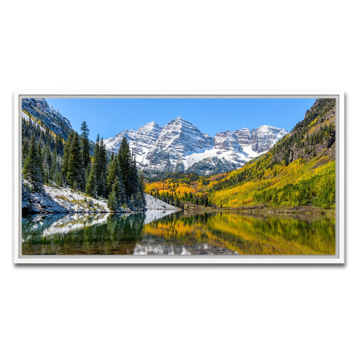AUTO-MOCKUP WHITE | Maroon Bells Snow Coated | 1 Piece | White Framed Canvas | group=2x1