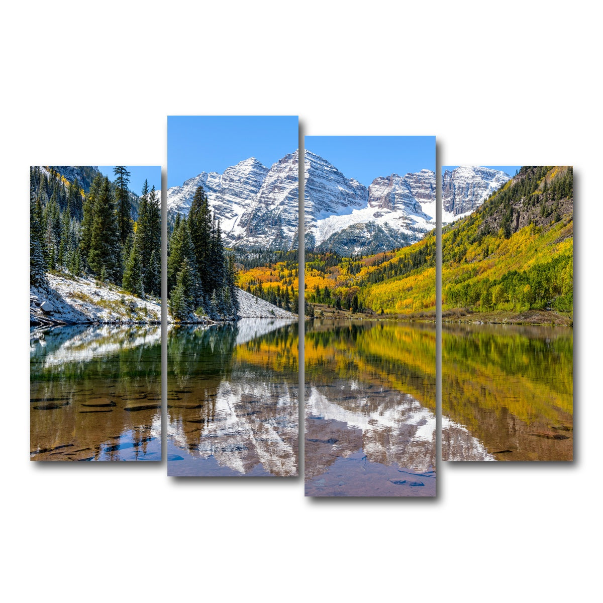 AUTO-MOCKUP WHITE | Maroon Bells Snow Coated | 4 Piece | Gallery Wrap Canvas | group=4_normal