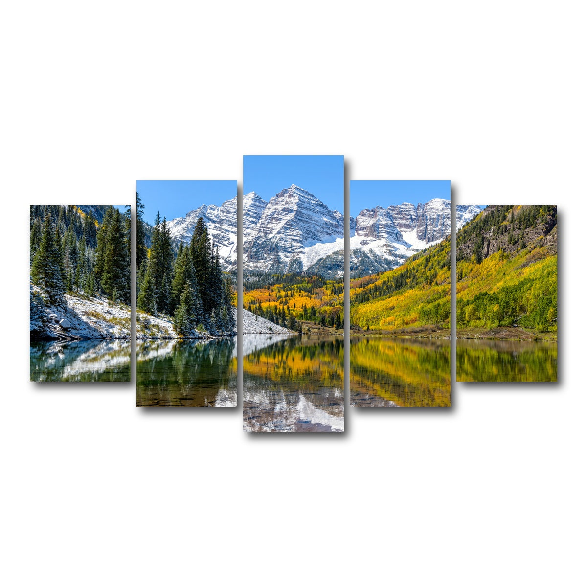 AUTO-MOCKUP WHITE | Maroon Bells Snow Coated | 5 Piece | Gallery Wrap Canvas | group=5_normal