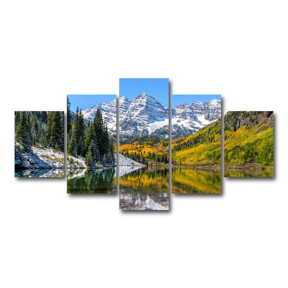 AUTO-MOCKUP WHITE | Maroon Bells Snow Coated | 5 Piece | Gallery Wrap Canvas | group=5_short