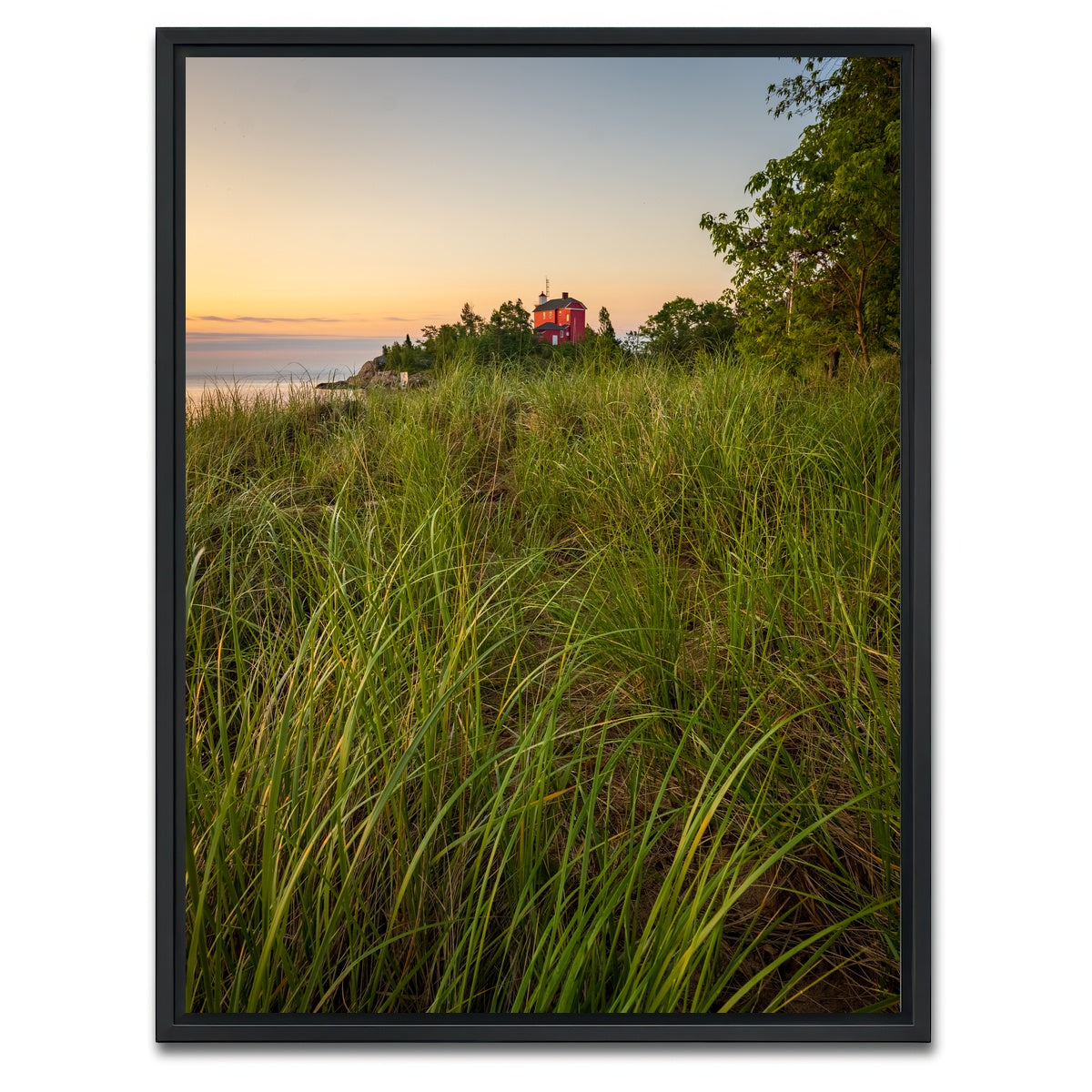 AUTO-MOCKUP WHITE | Marquette Harbor Lighthouse Morning | 1 Piece | Black Framed Canvas | group=3x4