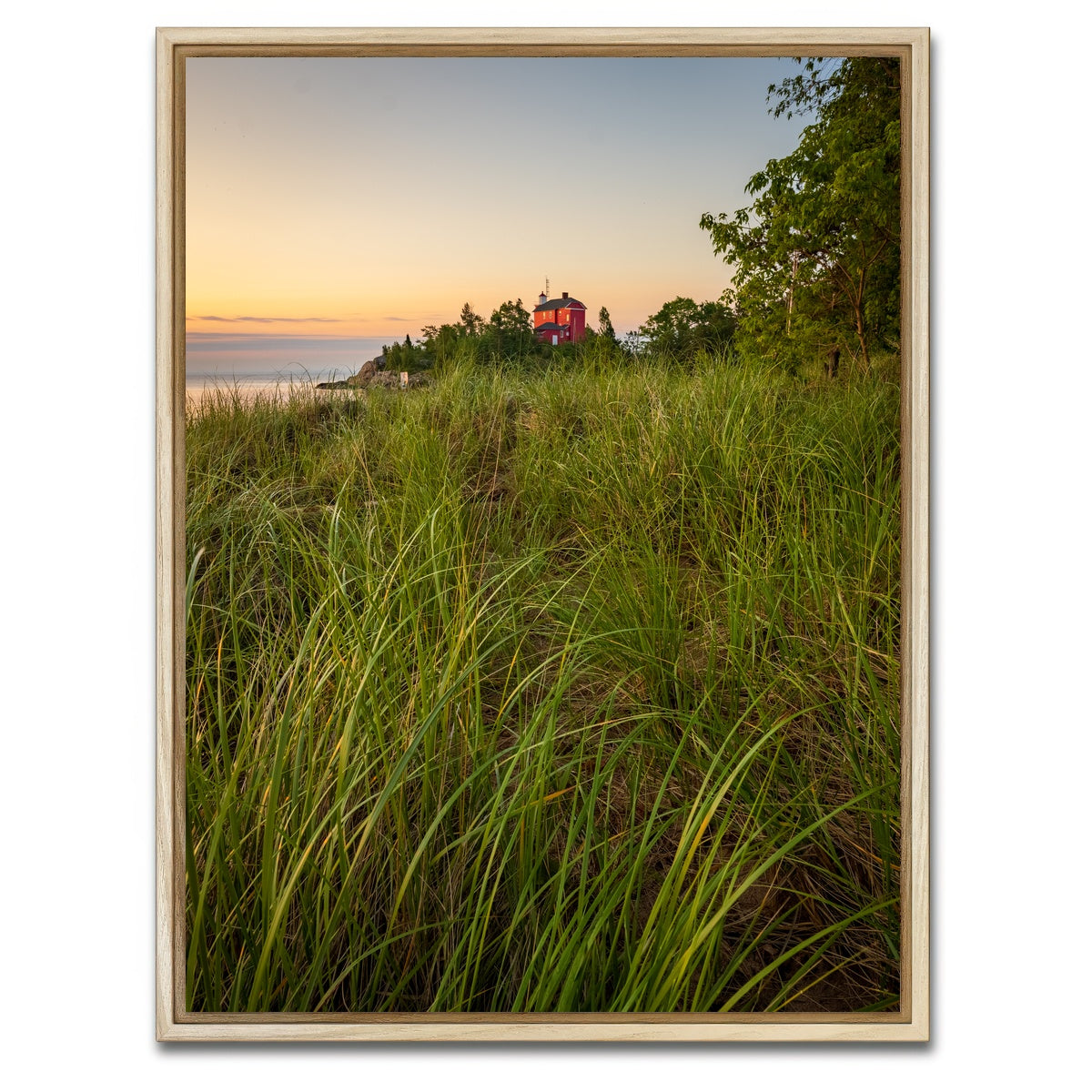 AUTO-MOCKUP WHITE | Marquette Harbor Lighthouse Morning | 1 Piece | Natural Framed Canvas | group=3x4