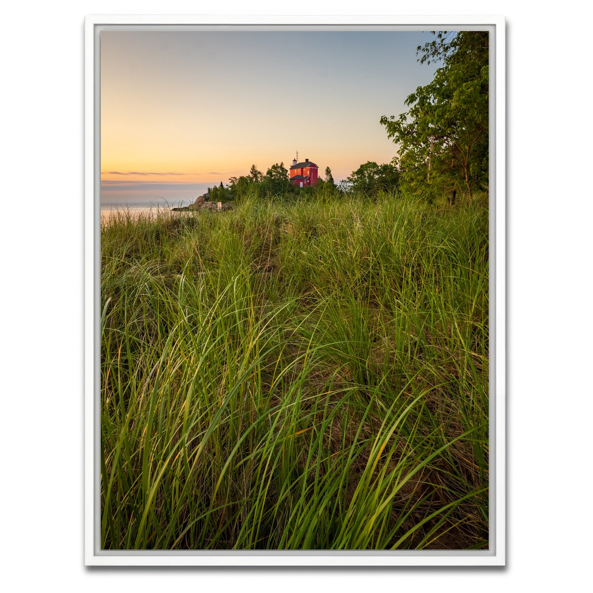 AUTO-MOCKUP WHITE | Marquette Harbor Lighthouse Morning | 1 Piece | White Framed Canvas | group=3x4