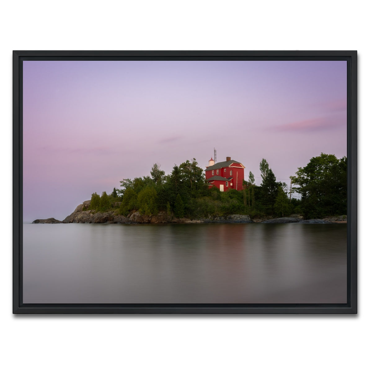 AUTO-MOCKUP WHITE | Marquette Harbor Lighthouse | 1 Piece | Black Framed Canvas | group=4x3