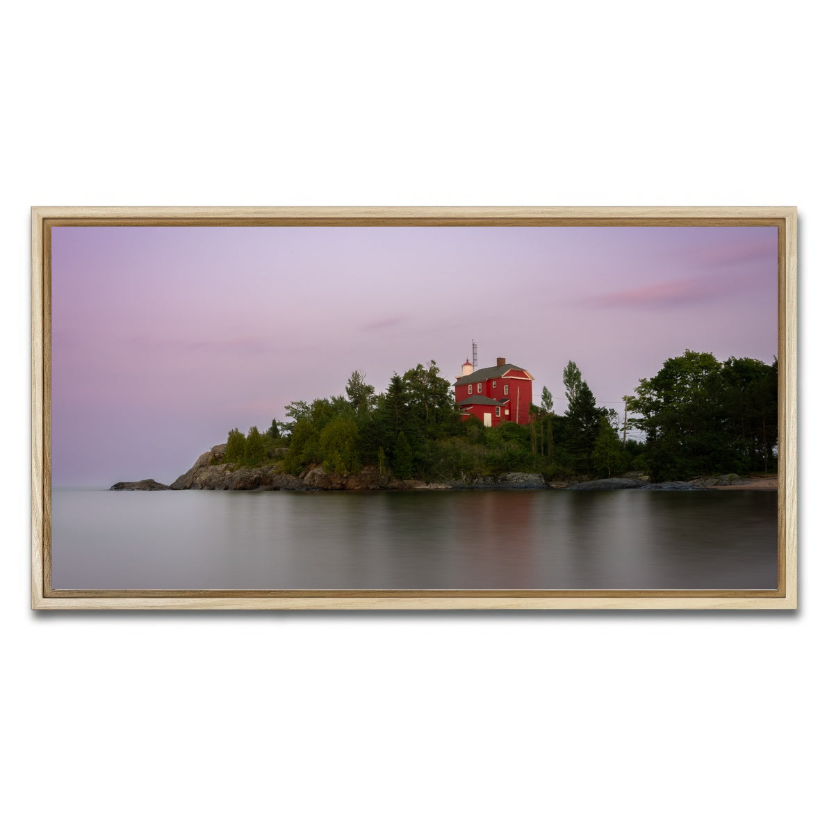 AUTO-MOCKUP WHITE | Marquette Harbor Lighthouse | 1 Piece | Natural Framed Canvas | group=2x1