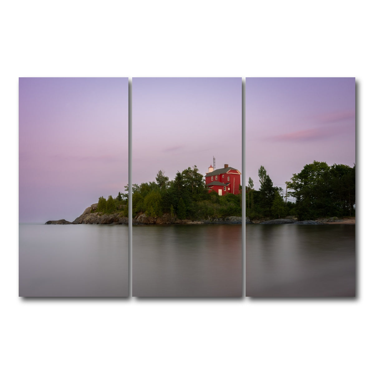 AUTO-MOCKUP WHITE | Marquette Harbor Lighthouse | 3 Piece | Gallery Wrap Canvas | group=12x24