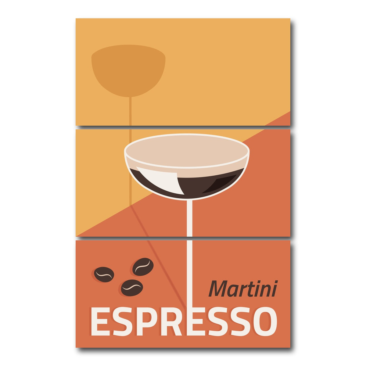 AUTO-MOCKUP WHITE | Martini Espresso Drink | 3 Piece | Gallery Wrap Canvas | group=12x24_stacked