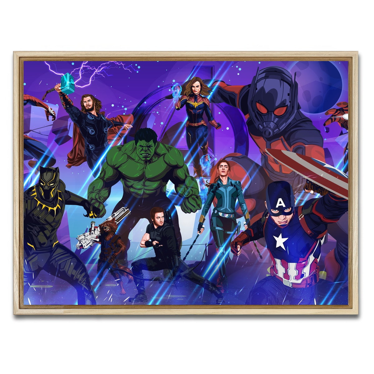 AUTO-MOCKUP WHITE | Marvel Character Collage | 1 Piece | Natural Framed Canvas | group=4x3
