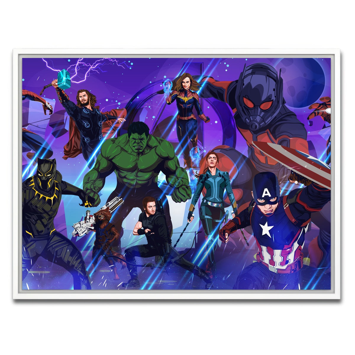AUTO-MOCKUP WHITE | Marvel Character Collage | 1 Piece | White Framed Canvas | group=4x3