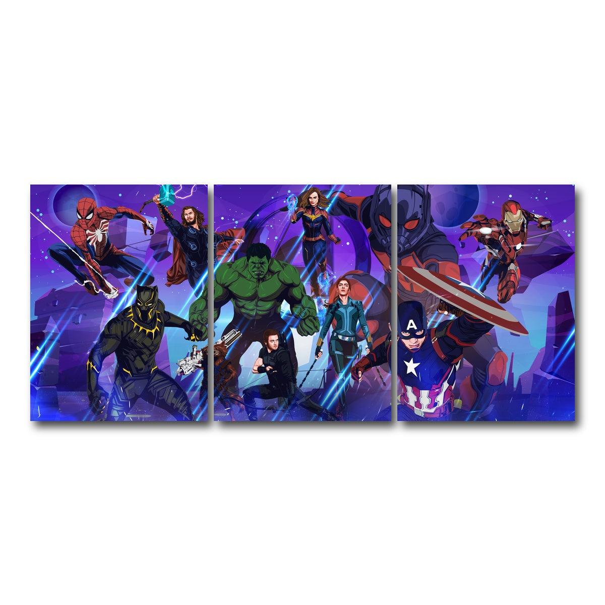 AUTO-MOCKUP WHITE | Marvel Character Collage | 3 Piece | Gallery Wrap Canvas | group=18x24