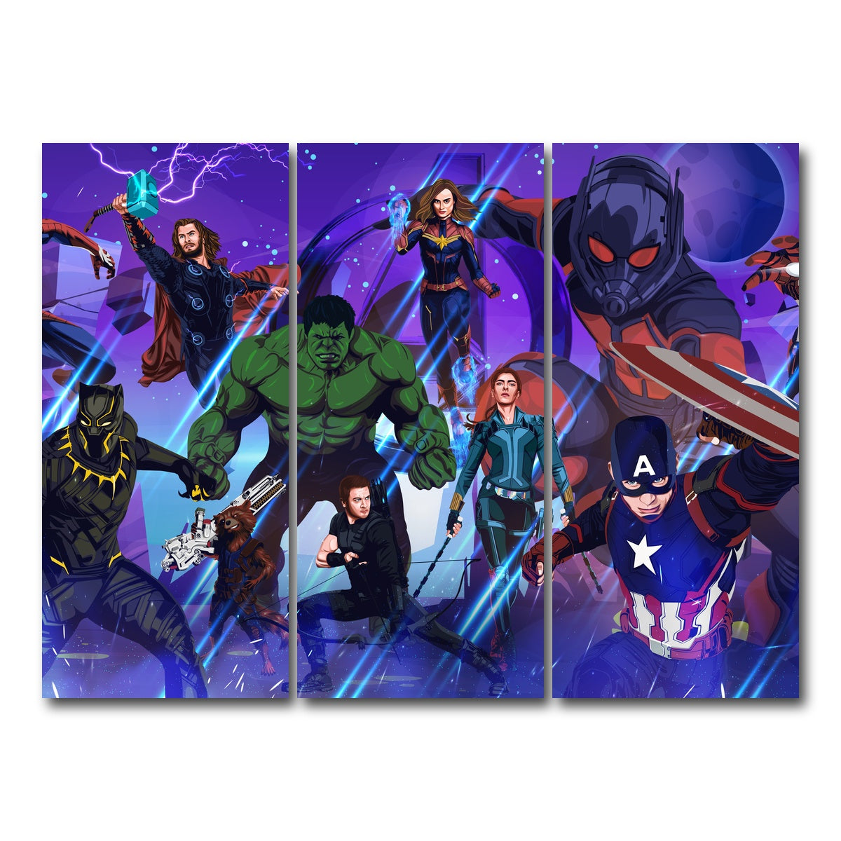 AUTO-MOCKUP WHITE | Marvel Character Collage | 3 Piece | Gallery Wrap Canvas | group=8x18