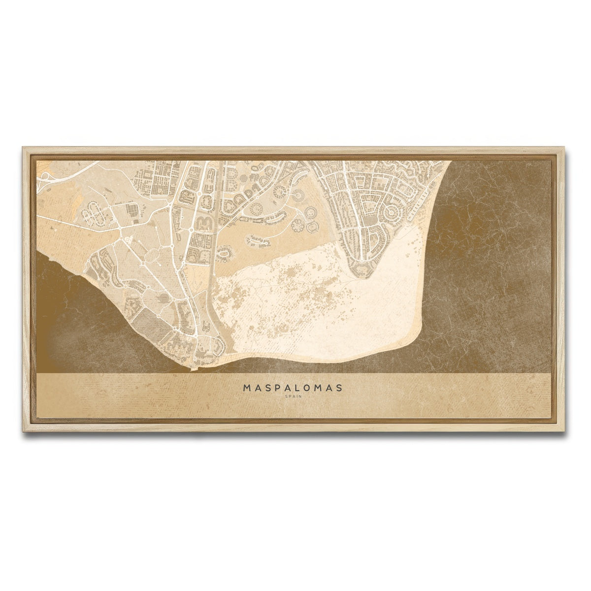 AUTO-MOCKUP WHITE | Maspalomas Map | 1 Piece | Natural Framed Canvas | group=2x1