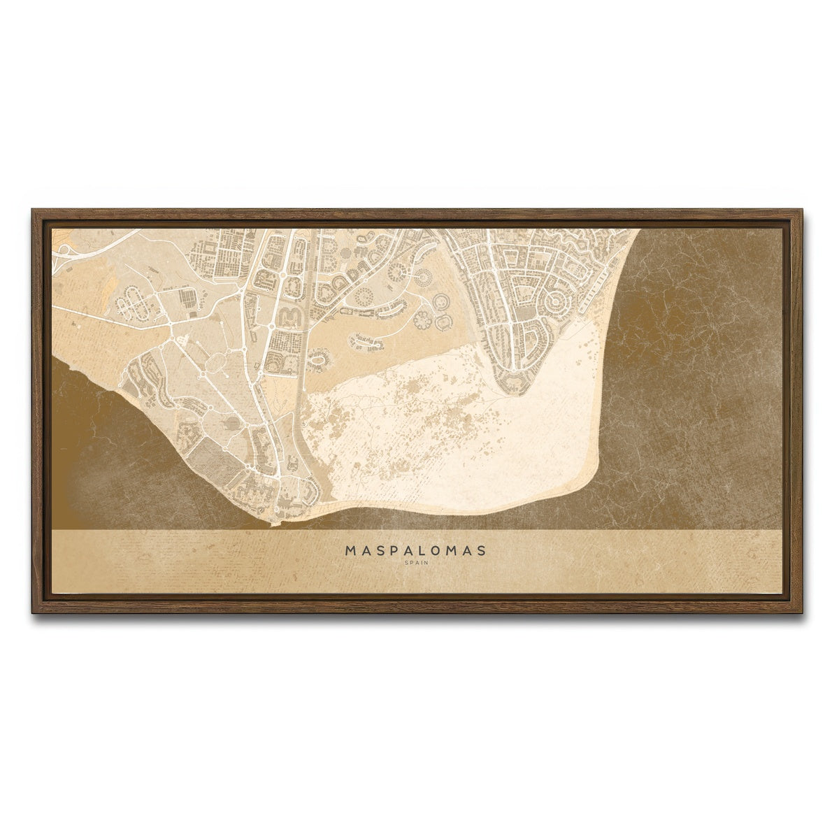 AUTO-MOCKUP WHITE | Maspalomas Map | 1 Piece | Walnut Framed Canvas | group=2x1