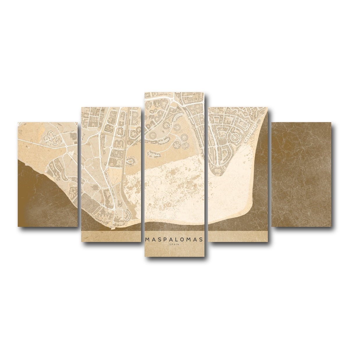 AUTO-MOCKUP WHITE | Maspalomas Map | 5 Piece | Gallery Wrap Canvas | group=5_normal