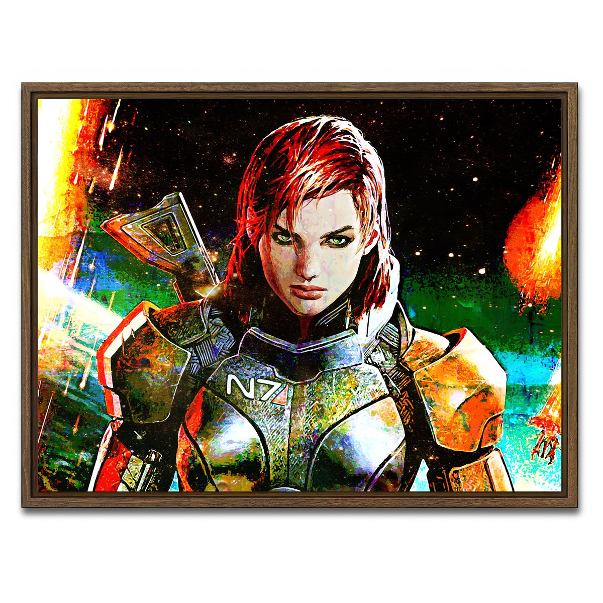 AUTO-MOCKUP WHITE | Mass Effect Femshep | 1 Piece | Walnut Framed Canvas | group=4x3