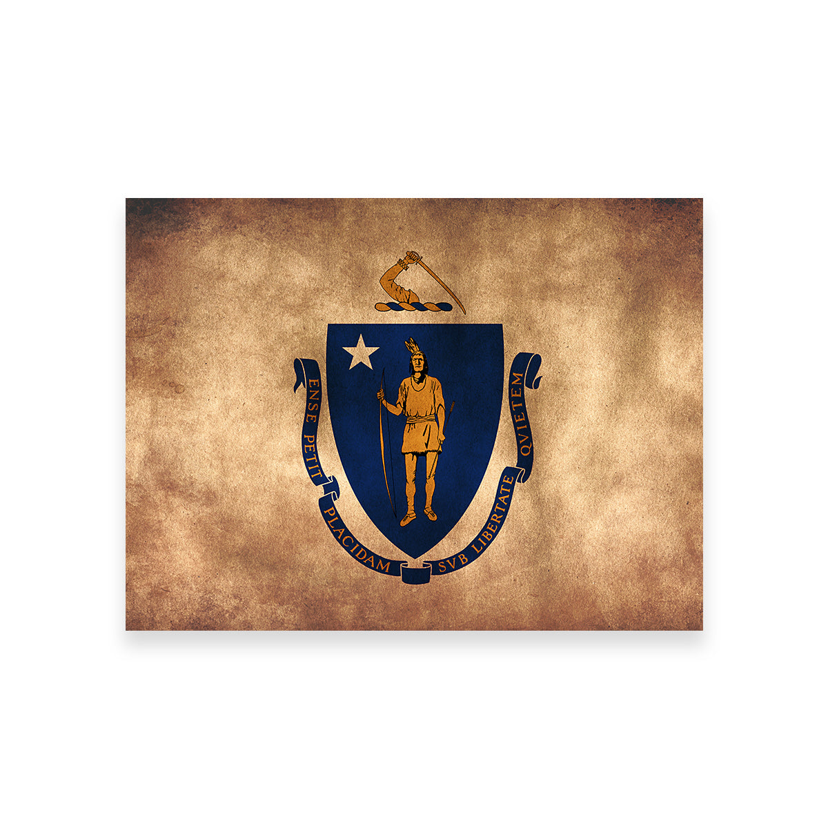 Massachusetts State Flag Grunge Wall Art