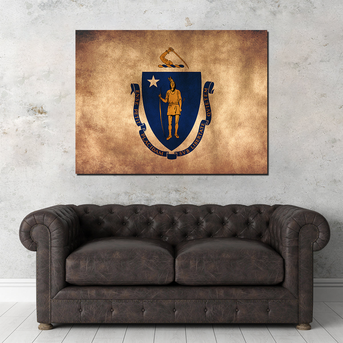Massachusetts State Flag Grunge Wall Art