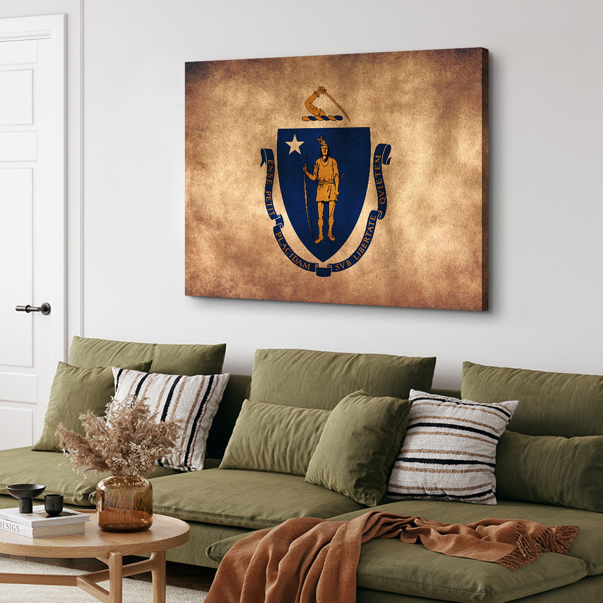 Massachusetts State Flag Grunge Wall Art
