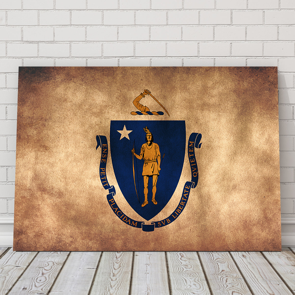 Massachusetts State Flag Grunge Wall Art