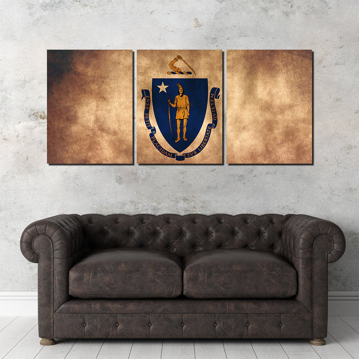 Massachusetts State Flag Grunge Wall Art