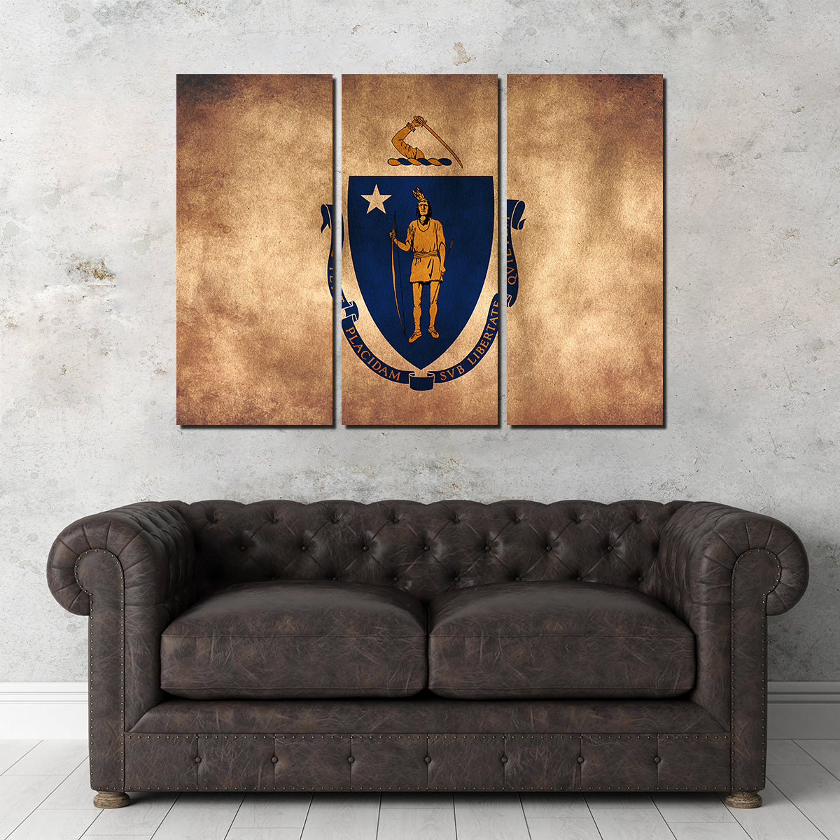 Massachusetts State Flag Grunge Wall Art
