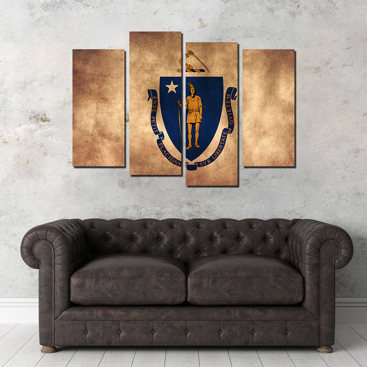 Massachusetts State Flag Grunge Wall Art