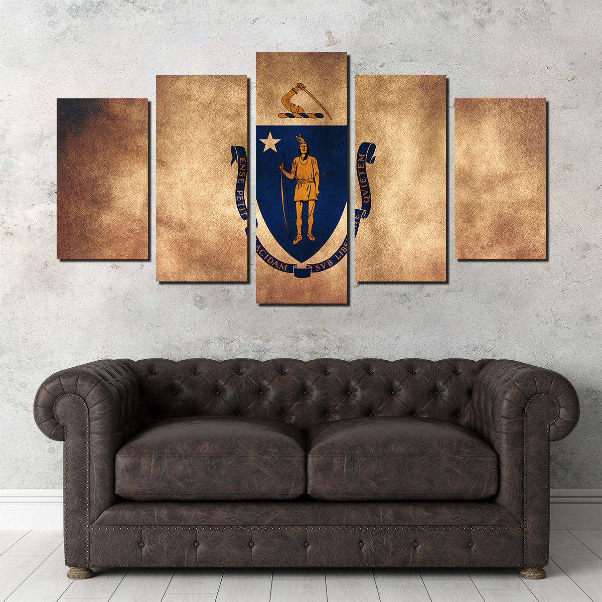 Massachusetts State Flag Grunge Wall Art